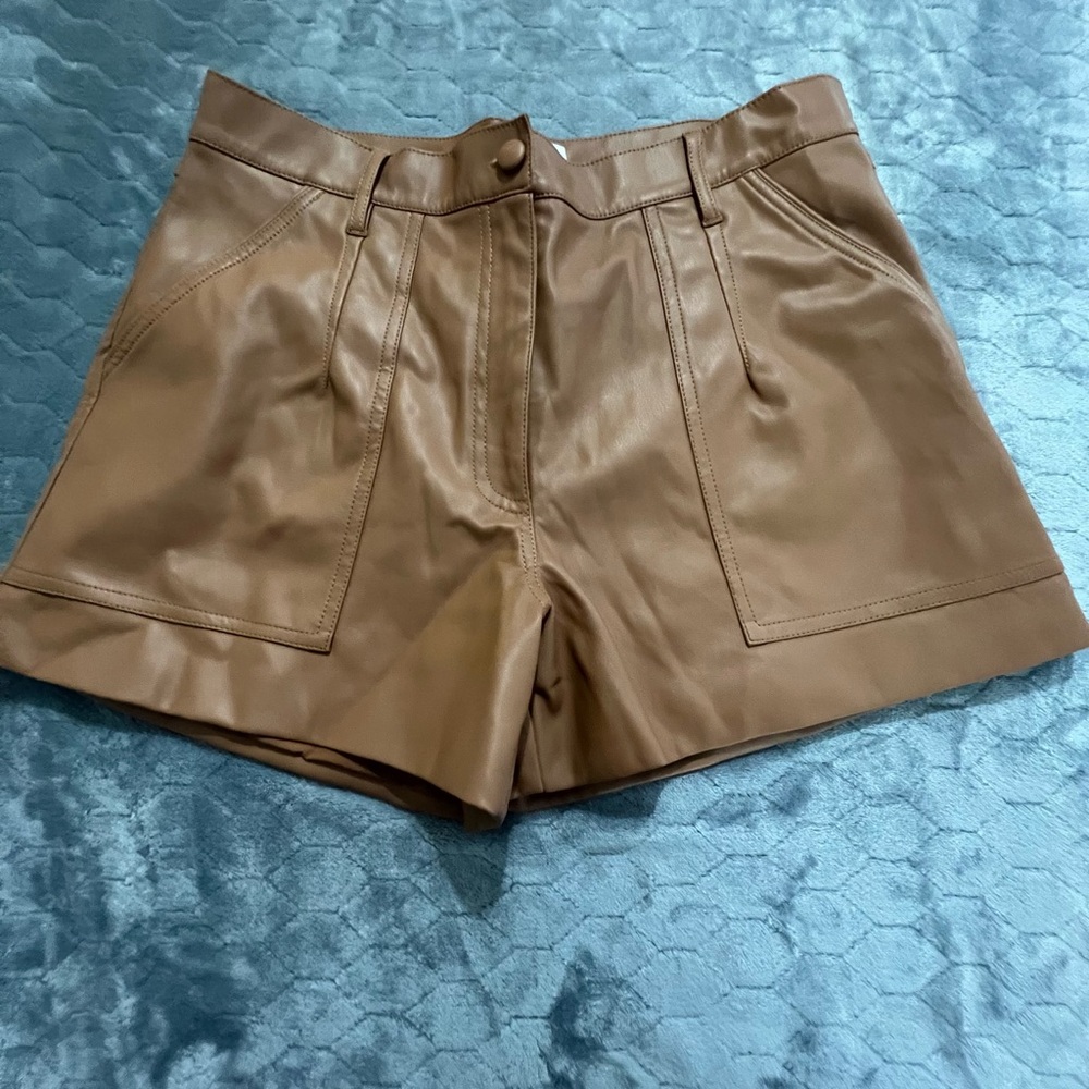 Dear John Tan High Waist Faux Leather Shorts s.31